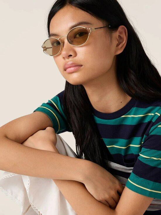 Miu Miu Women Sunglasses LOGO Pale Gold Yellow Oval MU52YS ZVN10R NEW AUTHENTIC main image 15